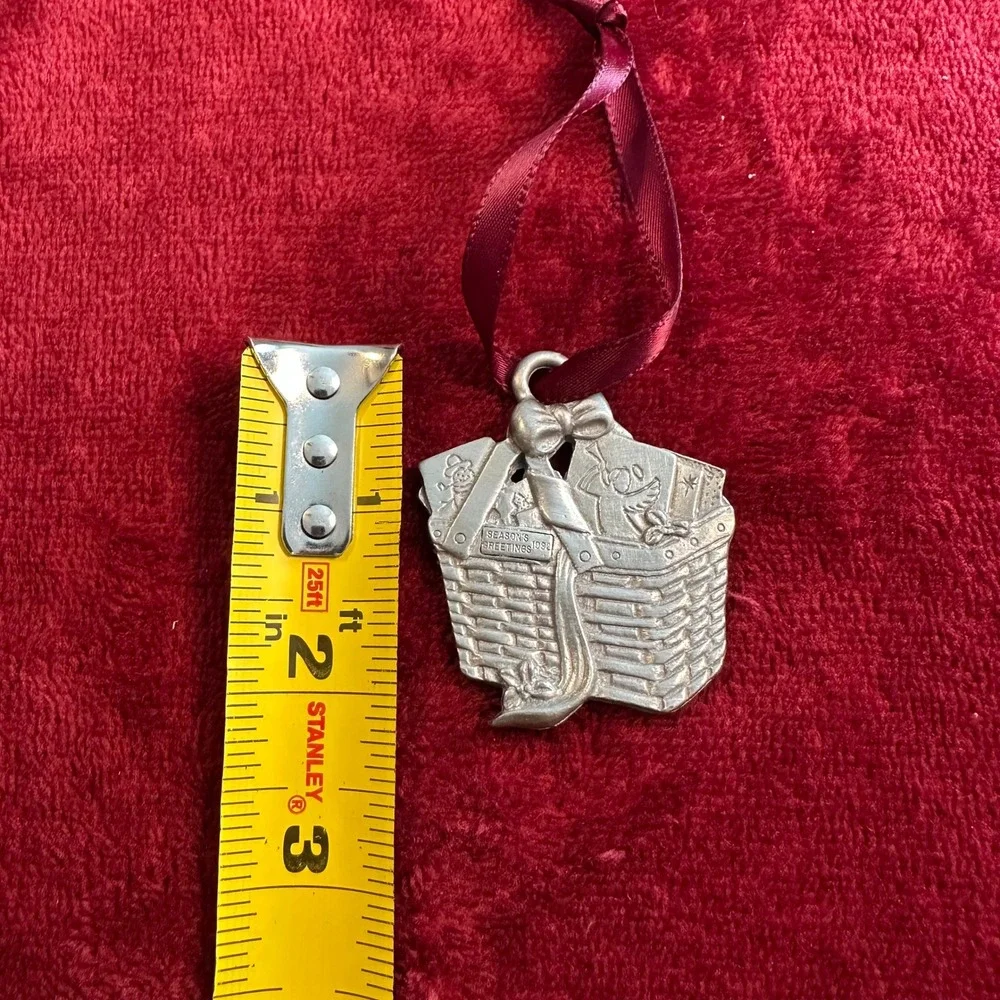 Longaberger Pewter‎ Christmas Ornament 1996 Seasons Greetings 1992 Basket Angel